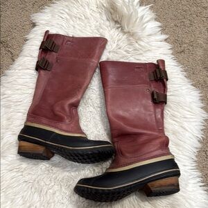Sorel Slimpack Tall Equestrian Riding Boots Womens‎ Sz 6 Leather Muck Rain Snow